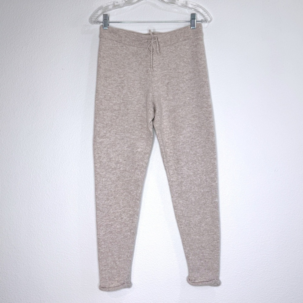 WOOLOVERS Merino Wool Cashmere Joggers Size S Oatmeal Cozy Loungewear Apres-Ski